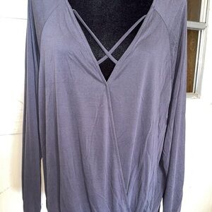 Torrid V-Neck Long Sleeve Top - Gray
